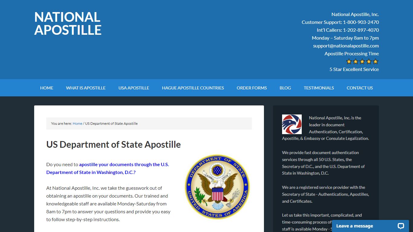 US Department of State Apostille - National Apostille