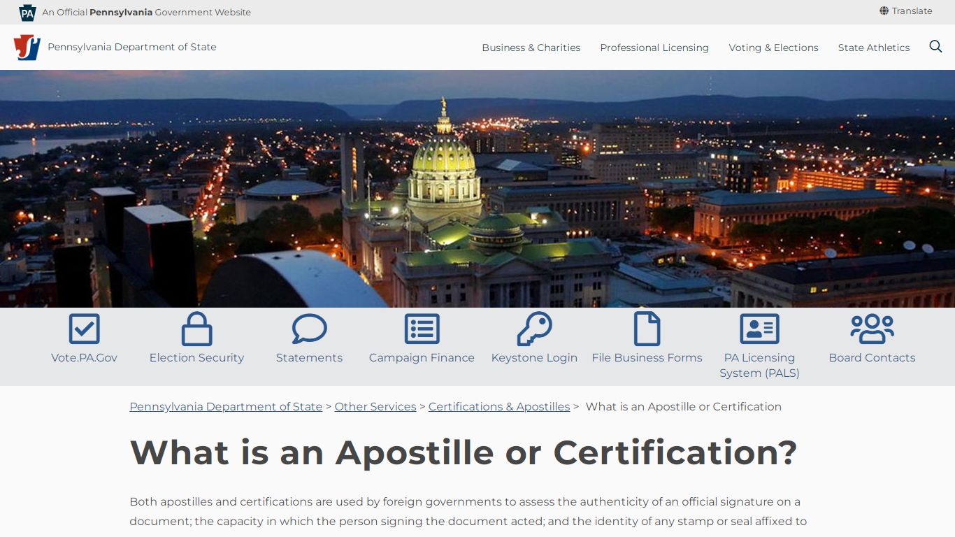 What is an Apostille or Certification? - Pennsylvania Department of State